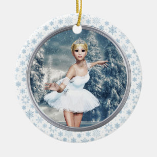 Sneeuwprinses Ballerina kerstversiering Keramisch Ornament