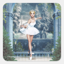 Sneeuwprinses Ballerina-kerstvierkant ticker Vierkante Sticker