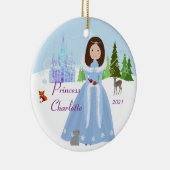 Sneeuwprinses met bruin haar keramisch ornament (Rechts)