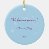 Sneeuwprinses met bruin haar keramisch ornament (Achterkant)