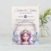 Sneeuwprinses roze fee magische betoverde winter kaart (Staand voorkant)