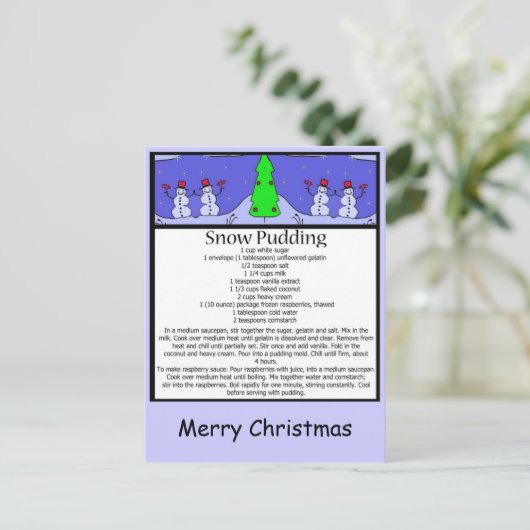 Sneeuwpudding, Vrolijk kerstfeest Feestdagenkaart (Staand voorkant)