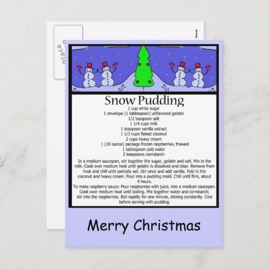 Sneeuwpudding, Vrolijk kerstfeest Feestdagenkaart (Voorkant / Achterkant)