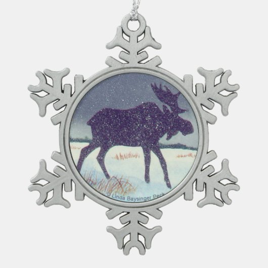 Sneeuwpuin Tin Sneeuwvlok Ornament (Voorkant)