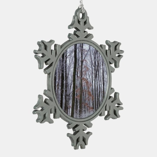 sneeuwpuinfotografie winterlandschap tin sneeuwvlok ornament (Links)
