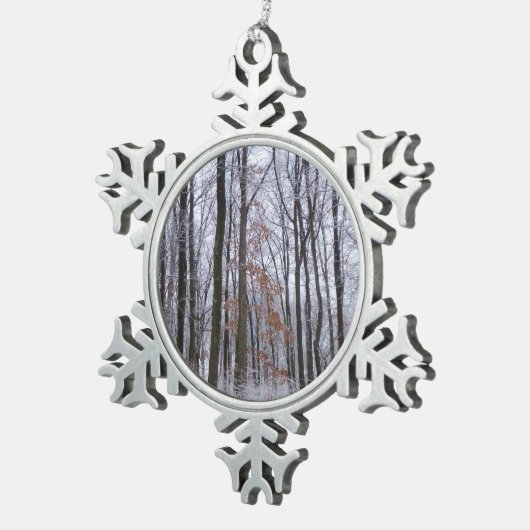 sneeuwpuinfotografie winterlandschap tin sneeuwvlok ornament (Rechts)