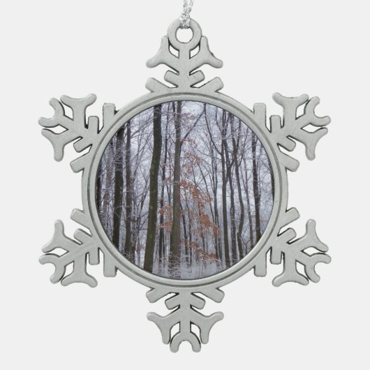 sneeuwpuinfotografie winterlandschap tin sneeuwvlok ornament (Voorkant)