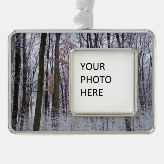 sneeuwpuinfotografie winterlandschap verzilverd omlijst ornament (Voorkant)