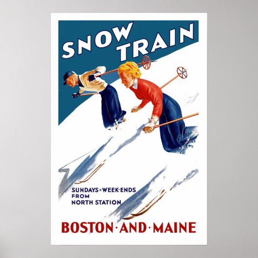  sneeuwreis in Boston en Maine Travel Poster (Voorkant)