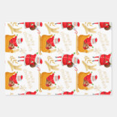 Sneeuwrendier en kerstvakantie patroon inpakpapier vel (Voorkant 2)