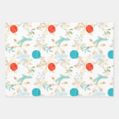 Sneeuwrendier en kerstvakantie patroon inpakpapier vel (Voorkant)