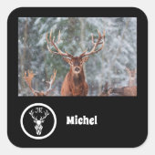 Sneeuwrenmonogram Fotonaam Vierkante Sticker (Voorkant)