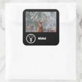 Sneeuwrenmonogram Fotonaam Vierkante Sticker (Tas)