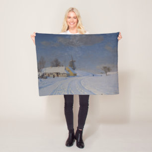 Sneeuwrijk landschap in de winter (door H.A. Brend Fleece Deken