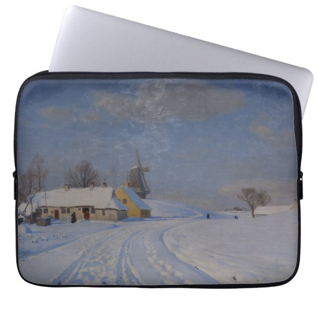 Sneeuwrijk landschap in de winter (door H.A. Brend Laptop Sleeve (Voorkant)