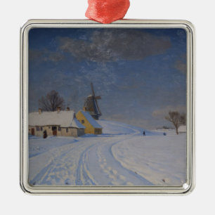 Sneeuwrijk landschap in de winter (door H.A. Brend Metalen Ornament