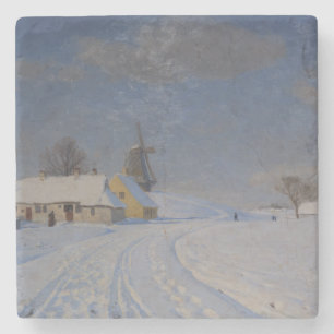 Sneeuwrijk landschap in de winter (door H.A. Brend Stenen Onderzetter