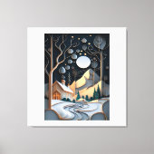 Sneeuwrijk landschap met een kerstboom canvas afdruk (Voorkant)