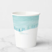 Sneeuwrijk winterbos landschap met sparren papieren bekers (Links)