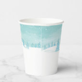 Sneeuwrijk winterbos landschap met sparren papieren bekers (Rechts)