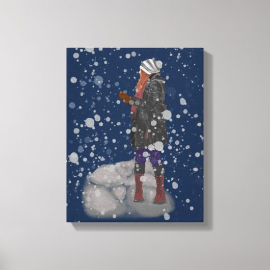 Sneeuwrijke avond canvas afdruk (Voorkant)