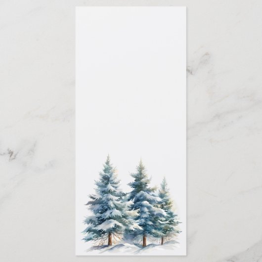 Sneeuwrijke Berg & dennen Bomen Bruiloft Menu (Achterkant)