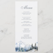 Sneeuwrijke Berg & dennen Bomen Bruiloft Menu (Voorkant)