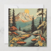 Sneeuwrijke bergen en bos rivierlandschap kaart (Voorkant)