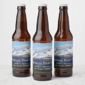Sneeuwrijke bergen landschap gepersonaliseerd bier etiket (Flessen)