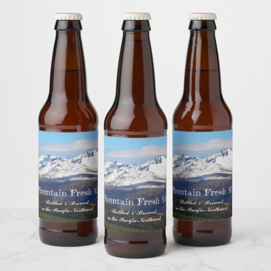 Sneeuwrijke bergen landschap gepersonaliseerd bier etiket (Flessen)