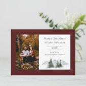 Sneeuwrijke bergtop | Rode foto vakantie Kaart (Staand voorkant)