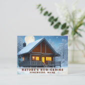 *~* Sneeuwrijke Bossen Cabin Night Full Moon AP49 Briefkaart (Staand voorkant)