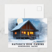 *~* Sneeuwrijke Bossen Cabin Stream AP49 Maine Briefkaart (Voorkant / Achterkant)