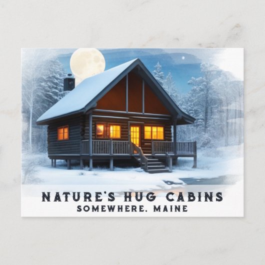 *~* Sneeuwrijke Bossen Cabin Stream AP49 Maine Briefkaart (Voorkant)