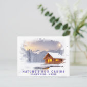 *~* Sneeuwrijke Bossen Cabin Sunrise AP49 Mountain Briefkaart (Staand voorkant)