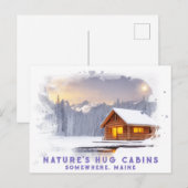*~* Sneeuwrijke Bossen Cabin Sunrise AP49 Mountain Briefkaart (Voorkant / Achterkant)