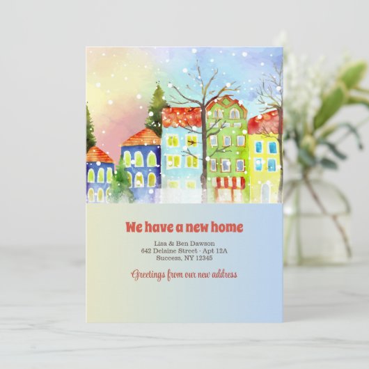 Sneeuwrijke buurt Bewegende aankondiging (Staand voorkant)