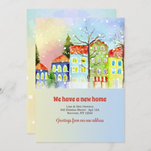 Sneeuwrijke buurt Bewegende aankondiging (Voorkant / Achterkant)