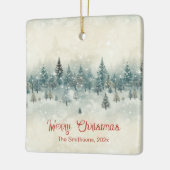 Sneeuwrijke dennenbomen  keramisch ornament (Links)