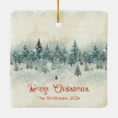 Sneeuwrijke dennenbomen  keramisch ornament (Achterkant)