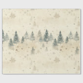 Sneeuwrijke dennenbomen  Waterverf Cadeaupapier (Vlak)