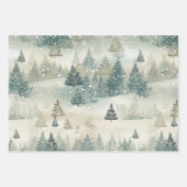 Sneeuwrijke dennenbomen  Waterverf Inpakpapier Vel (Voorkant 3)
