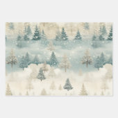 Sneeuwrijke dennenbomen  Waterverf Inpakpapier Vel (Voorkant 2)