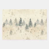 Sneeuwrijke dennenbomen  Waterverf Inpakpapier Vel (Voorkant)