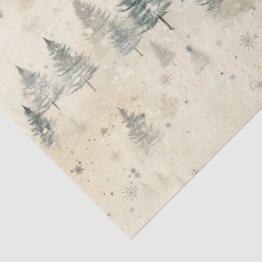 Sneeuwrijke dennenbomen  Waterverf Tissuepapier (Detail)