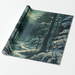 Sneeuwrijke dennenbomen Winter Bos Kerstmis Cadeaupapier
