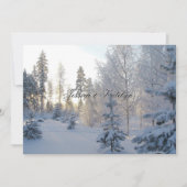 Sneeuwrijke dennenboom bos winter bruiloft uitnodi kaart (Voorkant)
