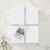 Sneeuwrijke dennenboom, herten Kerstcadeau Tags Cadeaulabel (Met Touw)