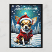 Sneeuwrijke dennenboom Schattige Chihuahua Santa C Briefkaart (Voorkant)