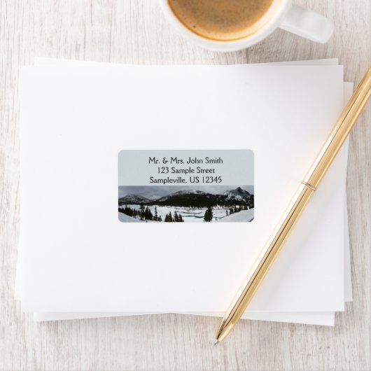 Sneeuwrijke Ellery Lake California winterlandschap Etiket (Insitu)